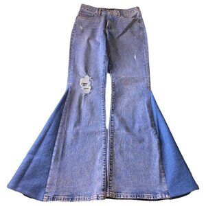 Reworked Distressed High Wasted Flares Jeans